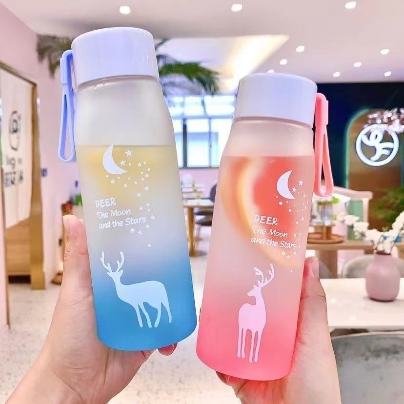 Korean version of simple frosted large capacity elk plastic cup creative trend portable  lovely female student water bottle