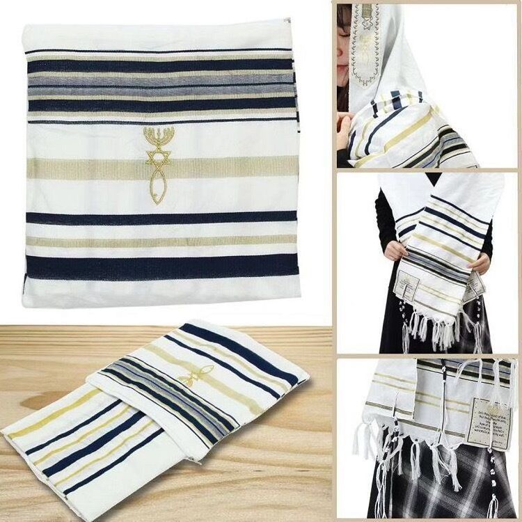 Wholesale Custom Unisex Soft Polyester Muslim Covenant Kosher Judaism Israel Jewish Tallit Prayer Shawl with Bag