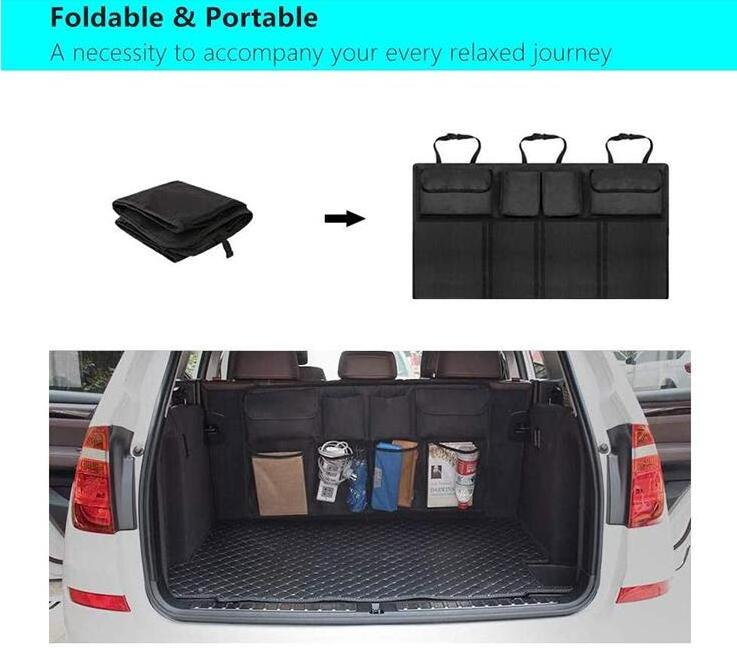 Car Accessories Multi Pockets Net Hanging Car Back Seat Storage Bag Boot Backseat Trunk Organizer