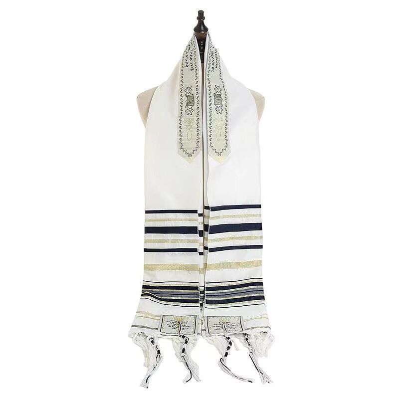 Stock 10 Colors Polyester Muslim Scarf Men's Christian Karaite Tallit Israel Jewish Messianic Tallit Prayer Shawl with Pocket