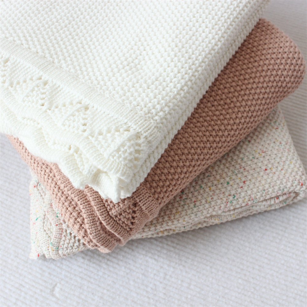 100% Cotton soft cashmere baby crochet knitted blanket