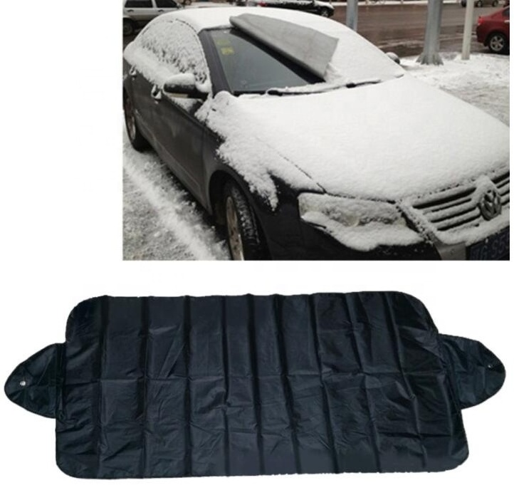 Outdoor Windproof Magnetic Half Car Cover Sunshade Protector Car Windshield Snow Ice Cover With Rear Mirror Covers