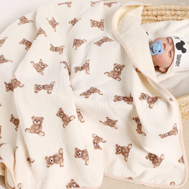 4 Layers Of Crepe Cloth Baby Bags Neutral Receiving Blanket Newborn Child Swaddling Towels Baby Muslin Swaddle Blanket