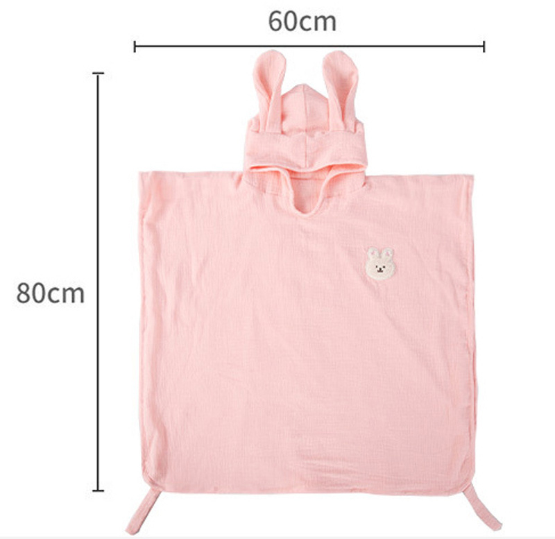 60x80cm Bunny Organic Cotton Gender Neutral Muslin Hooded Baby Shower Bathrobe Gift Baby Bath Towel Blanket Toddles