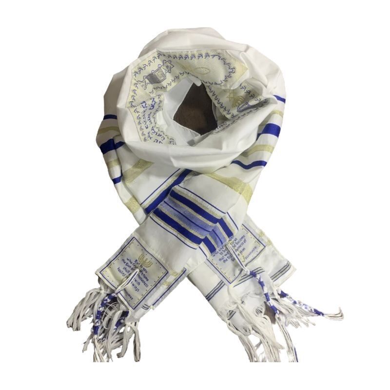 Stock 10 Colors Polyester Muslim Scarf Men's Christian Karaite Tallit Israel Jewish Messianic Tallit Prayer Shawl with Pocket