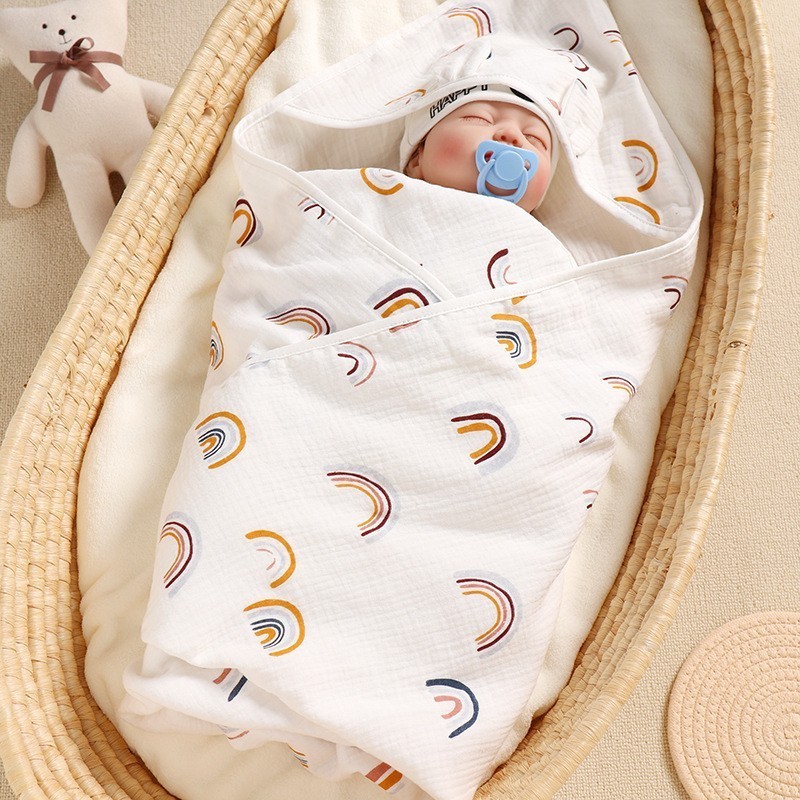 4 Layers Of Crepe Cloth Baby Bags Neutral Receiving Blanket Newborn Child Swaddling Towels Baby Muslin Swaddle Blanket