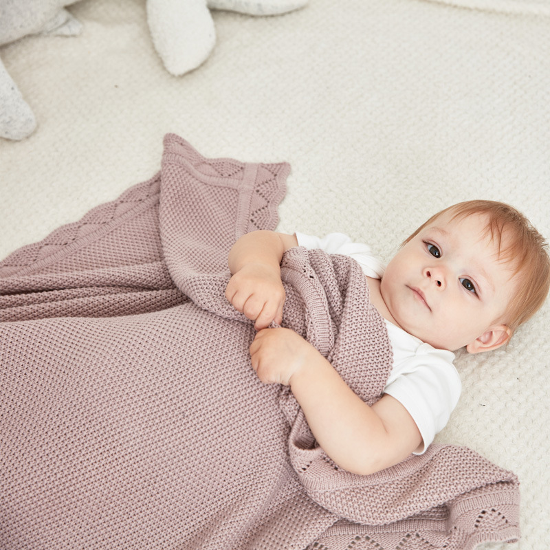 100% Cotton soft cashmere baby crochet knitted blanket