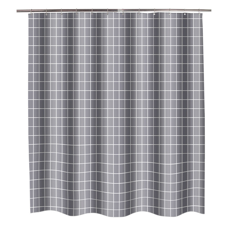 China Manufacturer Tirai Kamar Mandi 180*180 Polyester Grey Shower Curtain For Bathroom