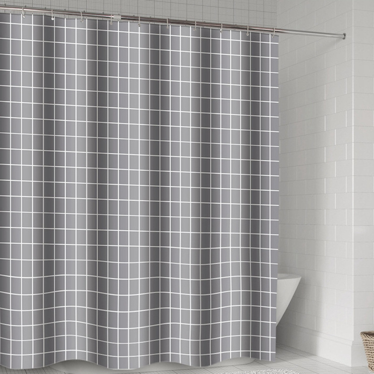 China Manufacturer Tirai Kamar Mandi 180*180 Polyester Grey Shower Curtain For Bathroom