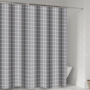 China Manufacturer Tirai Kamar Mandi 180*180 Polyester Grey Shower Curtain For Bathroom