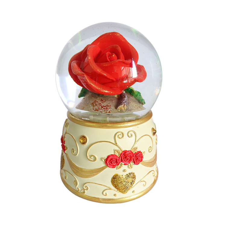 Poly Decoration Christmas House Resin Wedding Decoration Rose Garden Craft Resin Gifts Piggy Rose water global Snow Globe