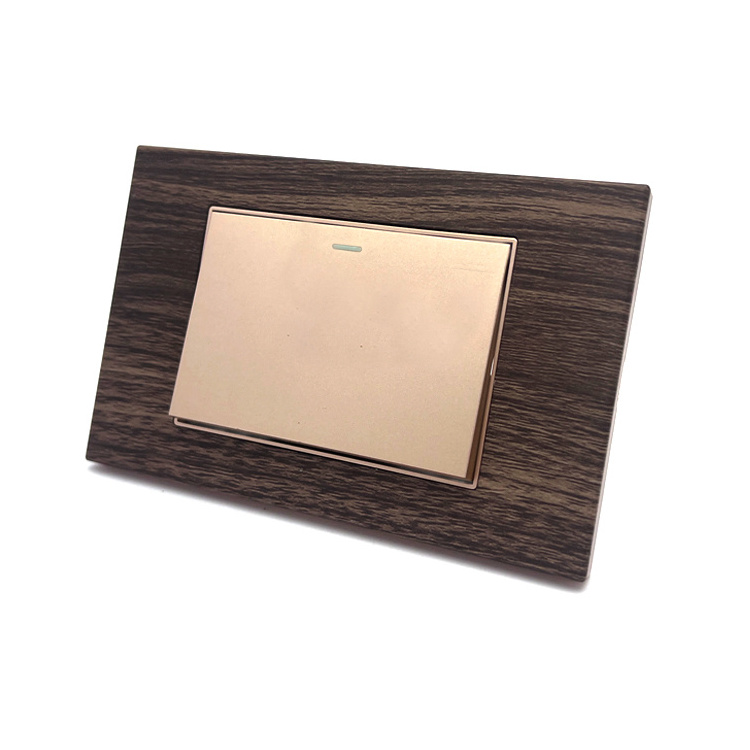 Luxury Type  Aluminum Brushed Wood Grain Plate 1 Gang electric wall Switch