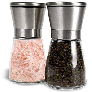 Adjustable Manual 200ml Salt and Pepper Mill Spice Crusher Pepper Grinder with Clear Glass Body