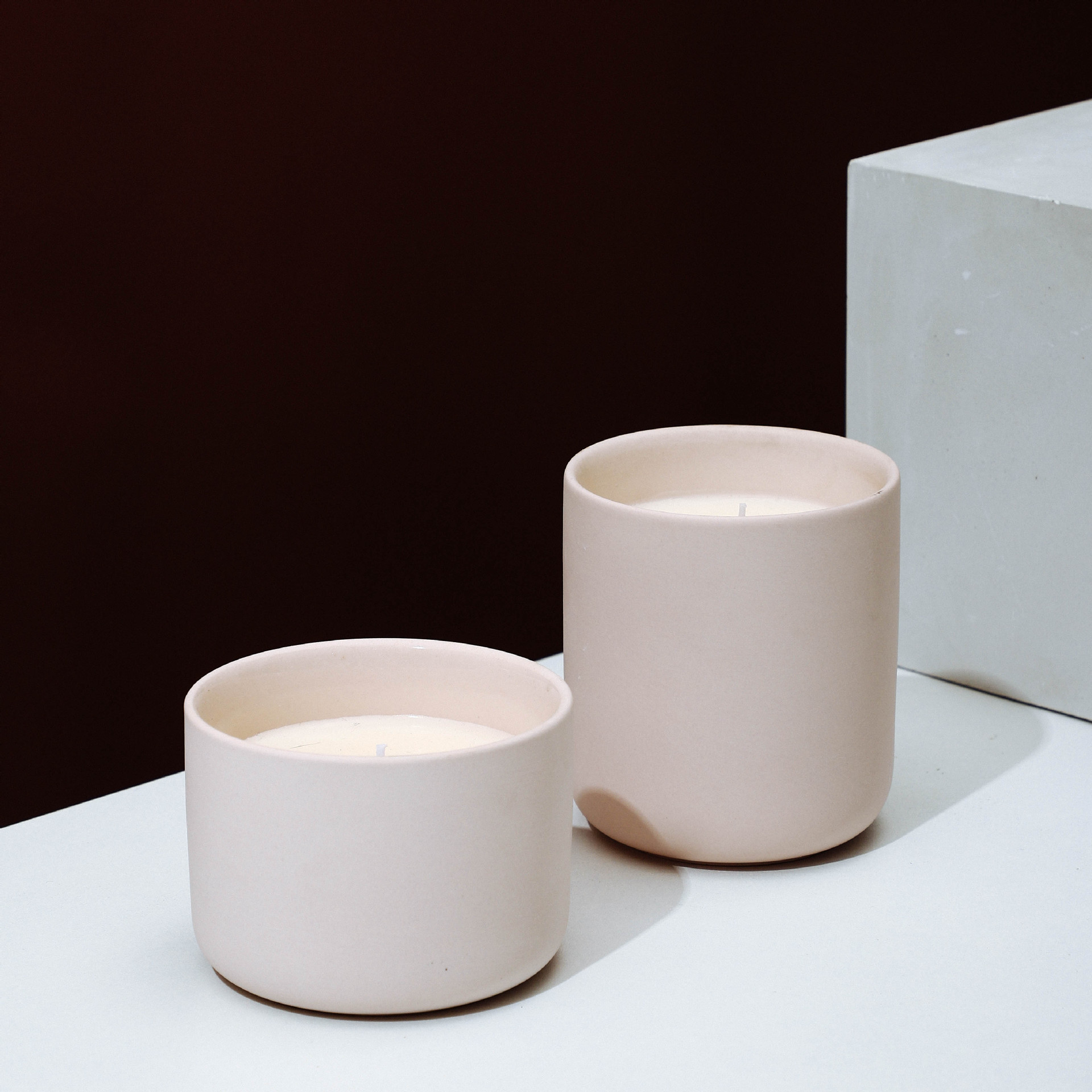 Customizable candle cup set white candle pot ceramic tea candlestick