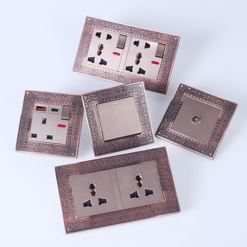 Manufacturer's Direct Sales Hotel Wall Lamp Control Switch Socket Antique Home European Style Socket Switch