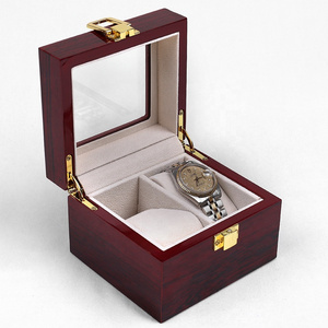 High-end Watch Storage Cases Wooden Two Slot  Watch Box Luxury Watch Packaging With Gold Lock