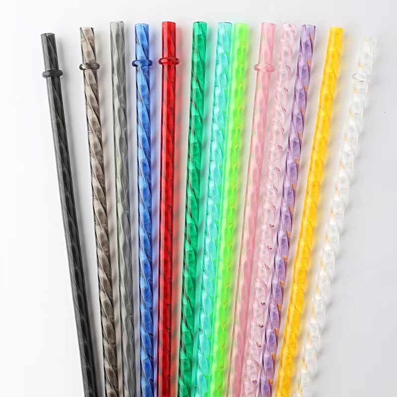 reusable 12 inch swirly 40Oz tumbler straws,  PETG hard plastic spiral drinking straw, crystal diamond straw for party drinking