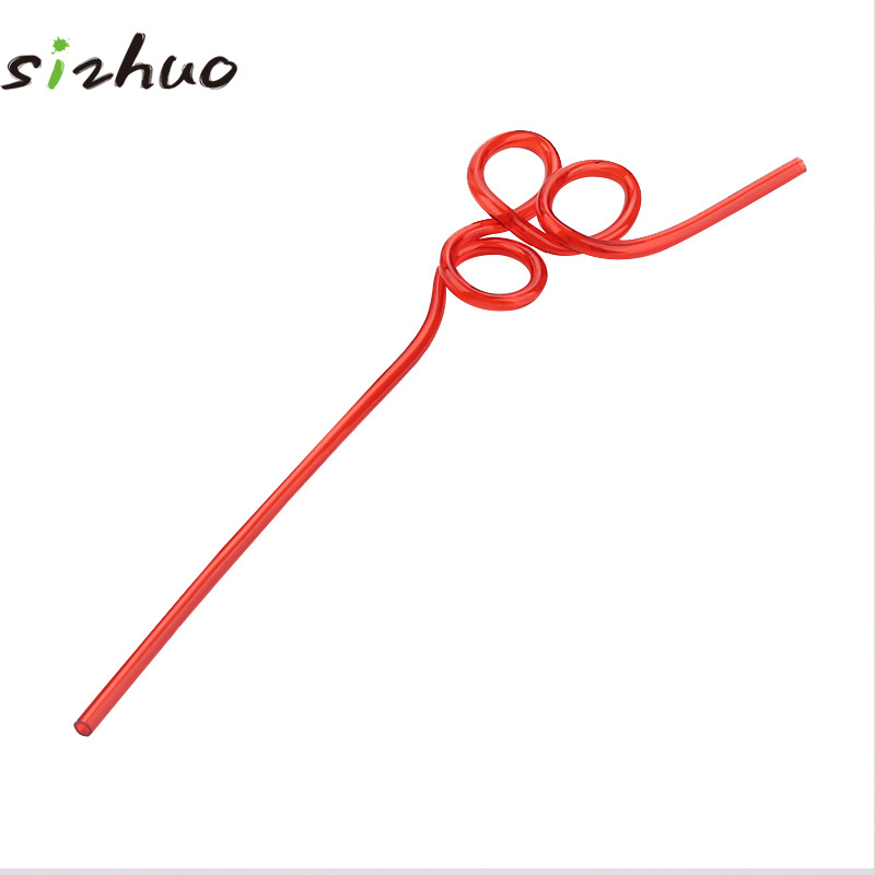 Creative modeling drinking straws, reusable plastic toy straws in multiple colors, custom shaped straw