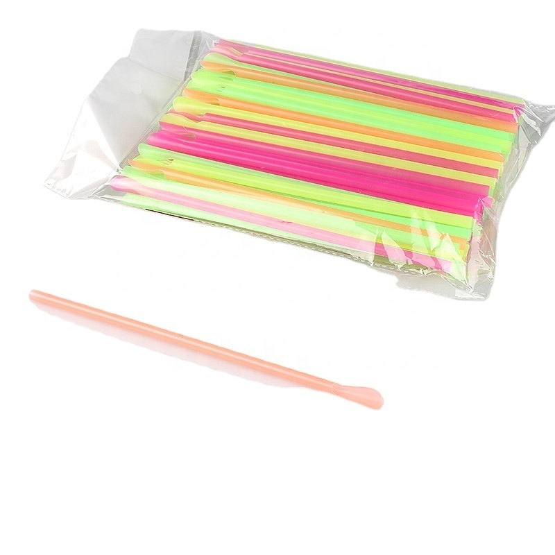 BPA free drinking straw ice cream spoon reusable plastic straw spoon