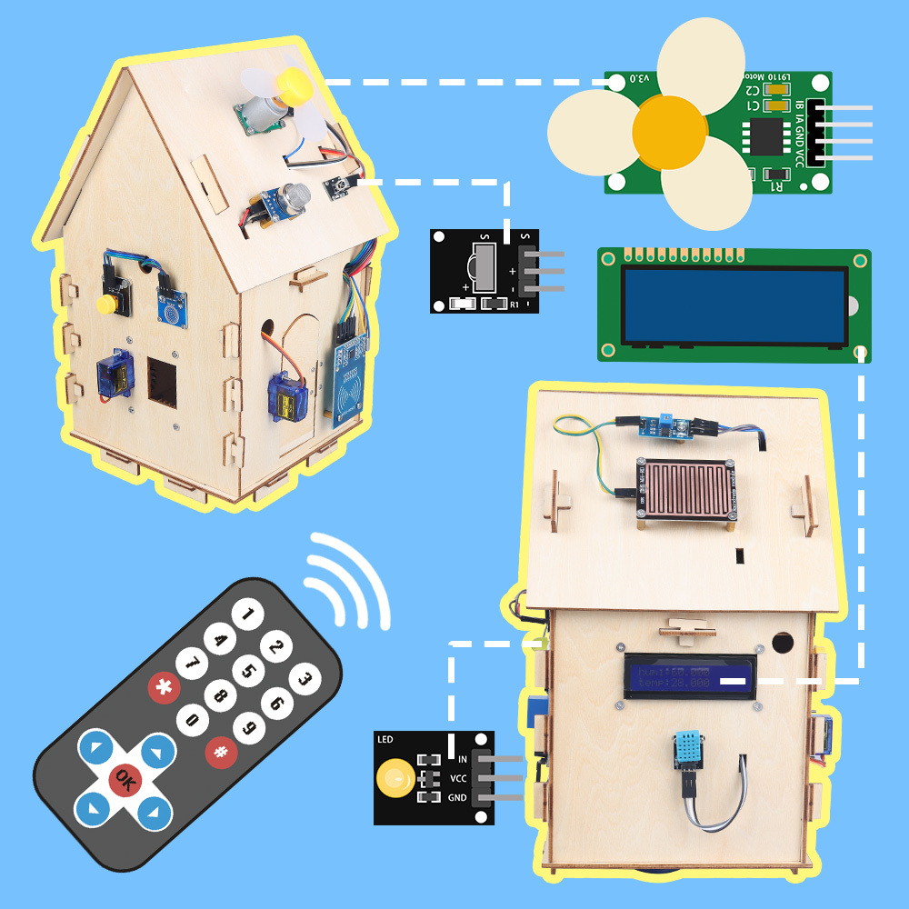 Factory IoT Smart Home Sensor Kit DIY Wooden House for Arduino Open Source C/C++ Code STEM Starter Kit Education