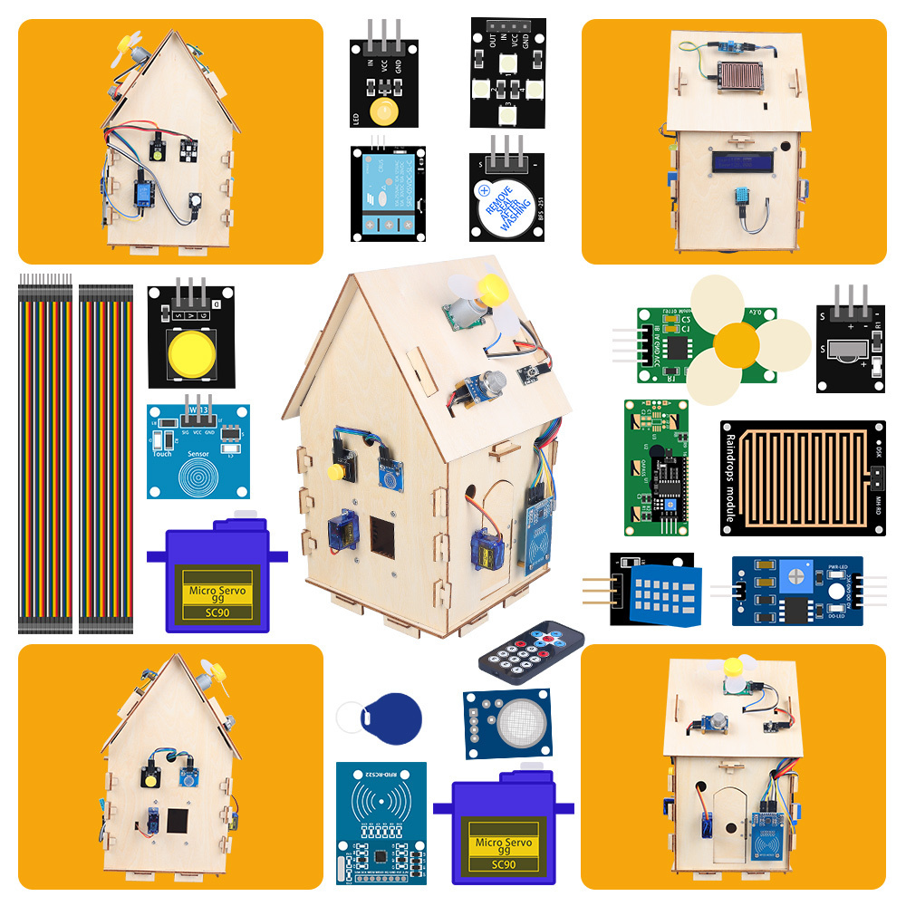 Factory IoT Smart Home Sensor Kit DIY Wooden House for Arduino Open Source C/C++ Code STEM Starter Kit Education