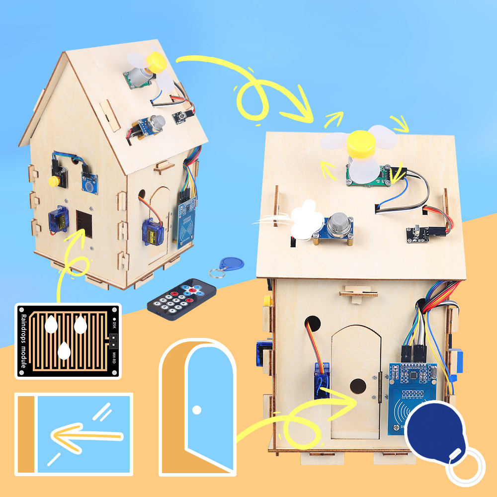 Factory IoT Smart Home Sensor Kit DIY Wooden House for Arduino Open Source C/C++ Code STEM Starter Kit Education