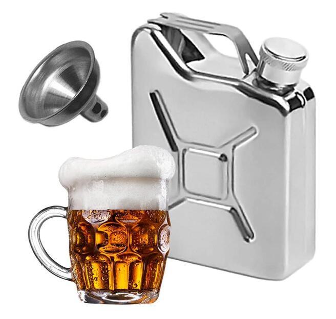 5oz Stainless Steel Jerry Can Hip Flask Oil Drum Whiskey Flask With Funnel Set