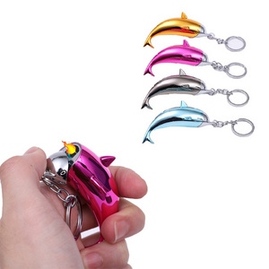 Factory Zinc Alloy Cute Dolphin Shape Key Chain Cigarette Tobacco Lighter Keyring Other Lighters Smoking Accessories