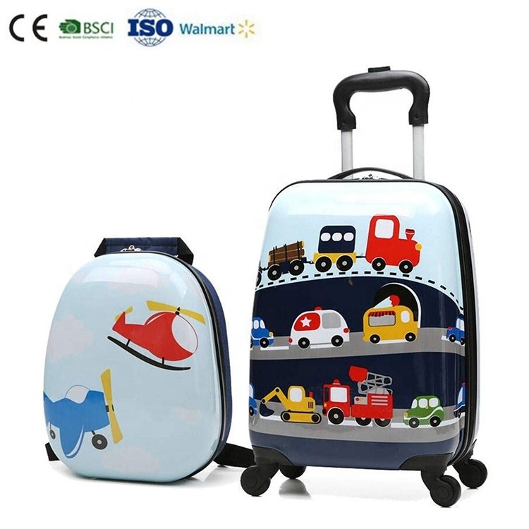 Car Kids Carry On Luggage Set with Spinner Wheels Toddler Travel Suitcase with Backpack for Boys