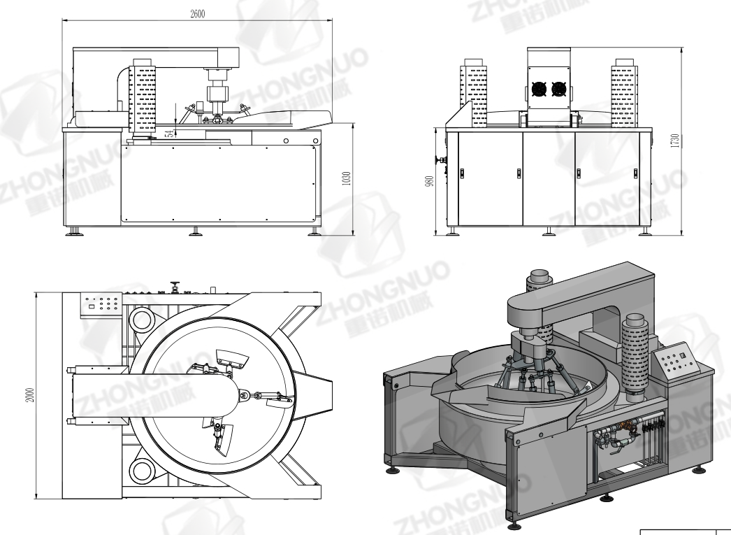 800L Electric/Steam/Gas Heating Planetary Mixing Jacketed Kettle with 6 Mixers for Ketchup, relish, mustard and BBQ sauce