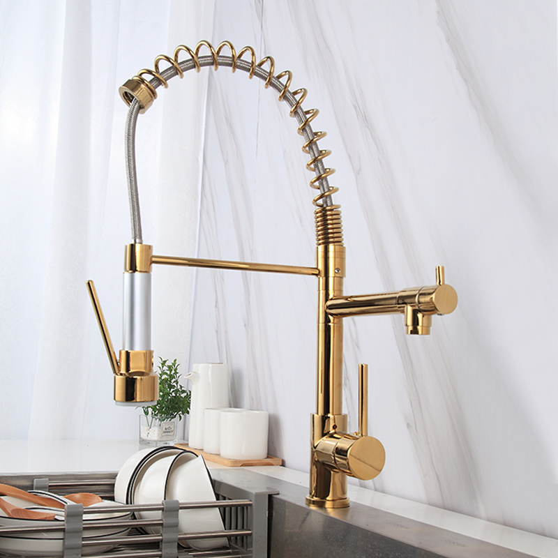 2021 kitchen faucet gold stainless steel 304 water tap modern kichen kitchen taps brass pull down kitchen mixer sink faucets