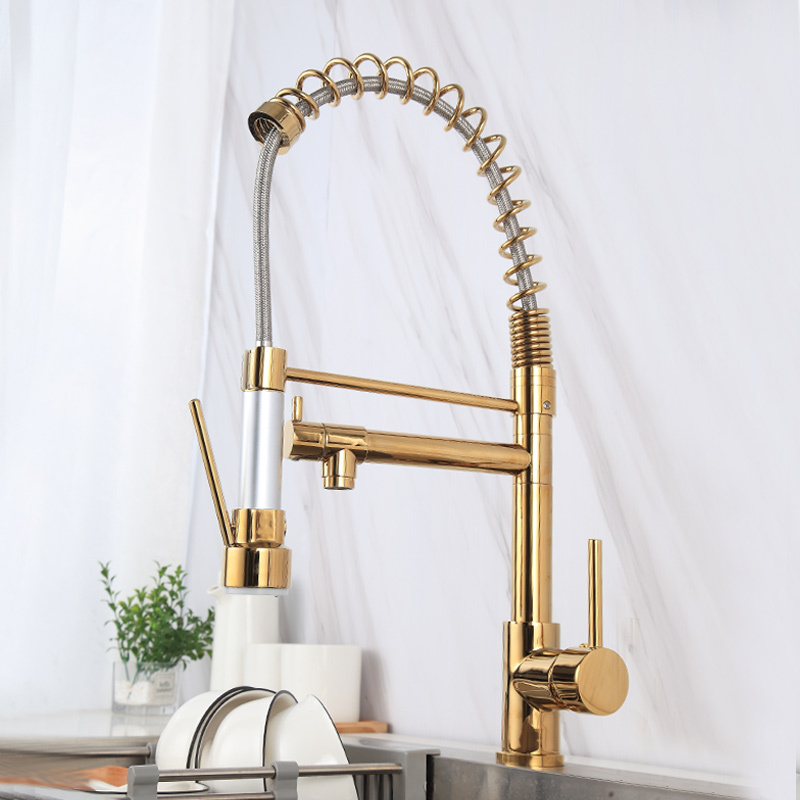 2021 kitchen faucet gold stainless steel 304 water tap modern kichen kitchen taps brass pull down kitchen mixer sink faucets