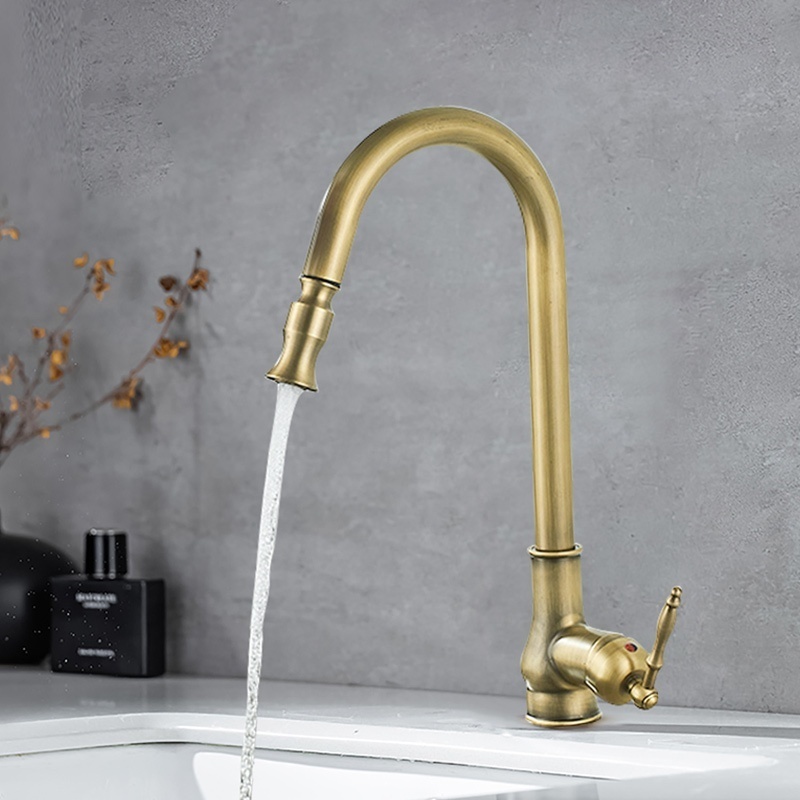 2021 antique kitchen faucet stainless steel 304 water tap modern kitchen taps brass pull out sprayer kitchen mixer sink faucets