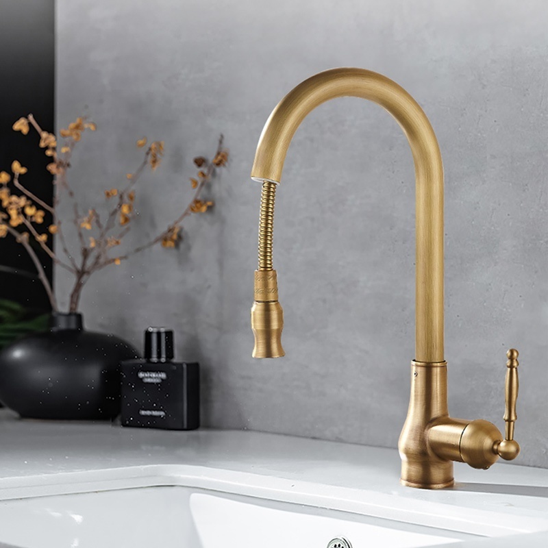 2021 antique kitchen faucet stainless steel 304 water tap modern kitchen taps brass pull out sprayer kitchen mixer sink faucets