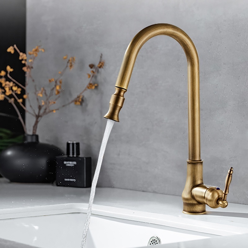 2021 antique kitchen faucet stainless steel 304 water tap modern kitchen taps brass pull out sprayer kitchen mixer sink faucets