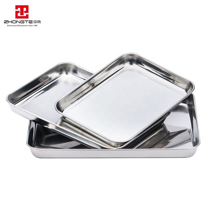 304 food grade Serving tray Rectangle Baking tray Stainless steel Roaster trays