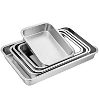 Zhongte rectangle Baking Pan with Rack Set Stainless Steel Baking Tray Cookie Sheet