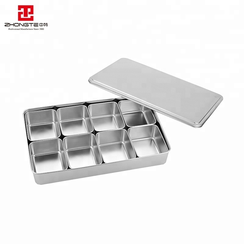 Zhongte Japanese 6 compartment spice box stainless steel condiment box spice jar for seasoning box