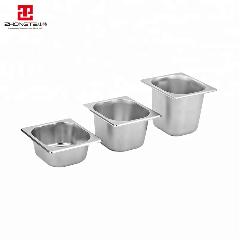 zhongte Stainless Steel Gastronom GN Pan Buffet Trays for food service equipments