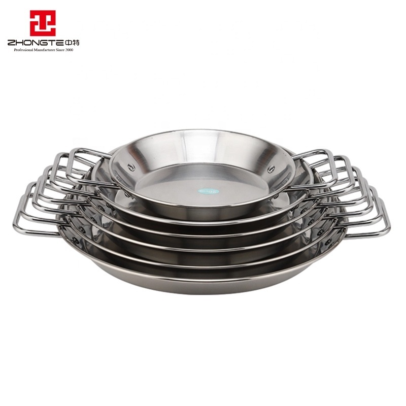 zhongte High quality factory price stainless steel cooking pot seafood paella pan with two handle