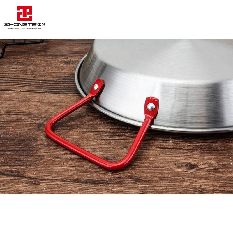 zhongte High quality factory price stainless steel cooking pot seafood paella pan with two handle