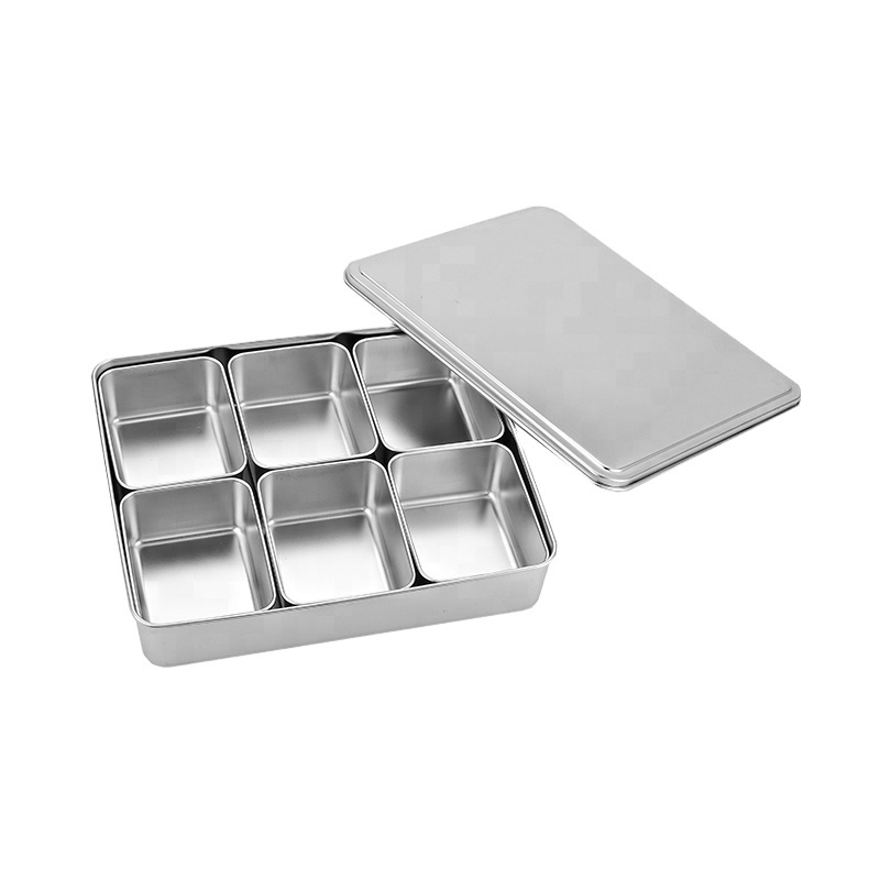 Zhongte Japanese 6 compartment spice box stainless steel condiment box spice jar for seasoning box