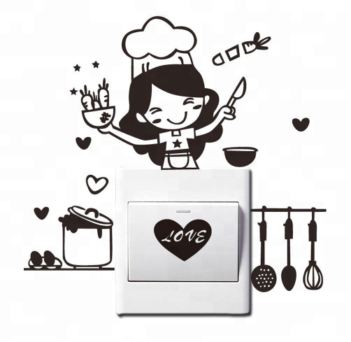 Kitchen Light Switch Sticker Cute Cook Vinyl Wall Decal Home Decor