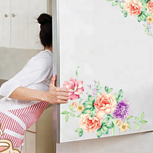 Colorful Flowers 3D Wall Stickers Beautiful Peony Fridge Stickers Wardrobe Toilet Bathroom Decoration PVC Wall Decals