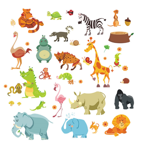 Jungle Animals Wall Stickers for Kids Rooms Nursery Rooms Baby Home Decor