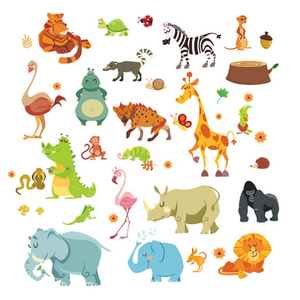 Jungle Animals Wall Stickers for Kids Rooms Nursery Rooms Baby Home Decor