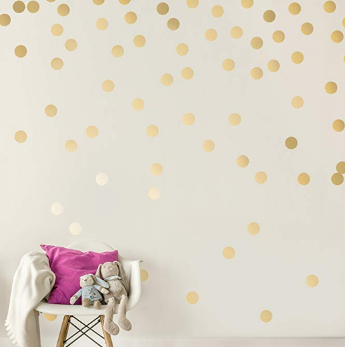 Sticker Gold Wall Decal Dots Metallic Vinyl Polka Dot Decor - Round Circle Art Gli