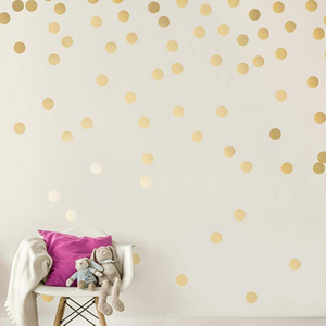 Sticker Gold Wall Decal Dots Metallic Vinyl Polka Dot Decor - Round Circle Art Gli