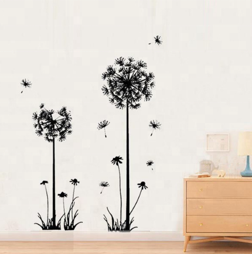 hot black dandelion sitting room bedroom wall stickers household adornment wall decal