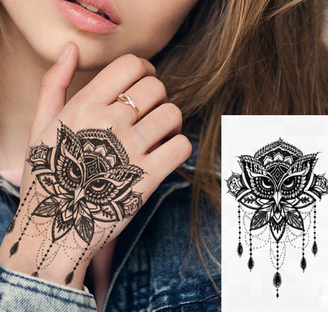 Sexy Lace Owl Hot Black White Large Flower temporary tattoo sticker body sticker tattoos